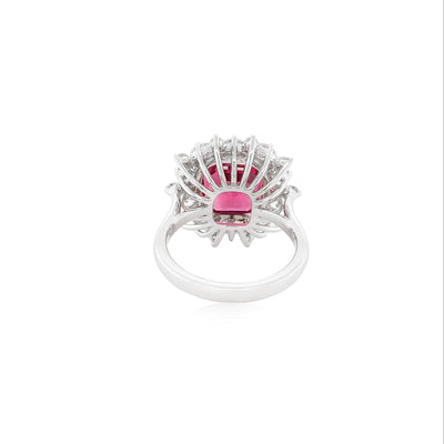 6 Carat Red Mehenge Spinel and Diamond Ring
