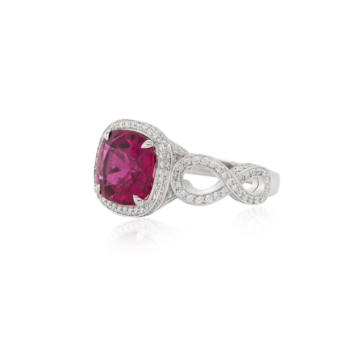 Magenta Rubellite and Diamond Ring