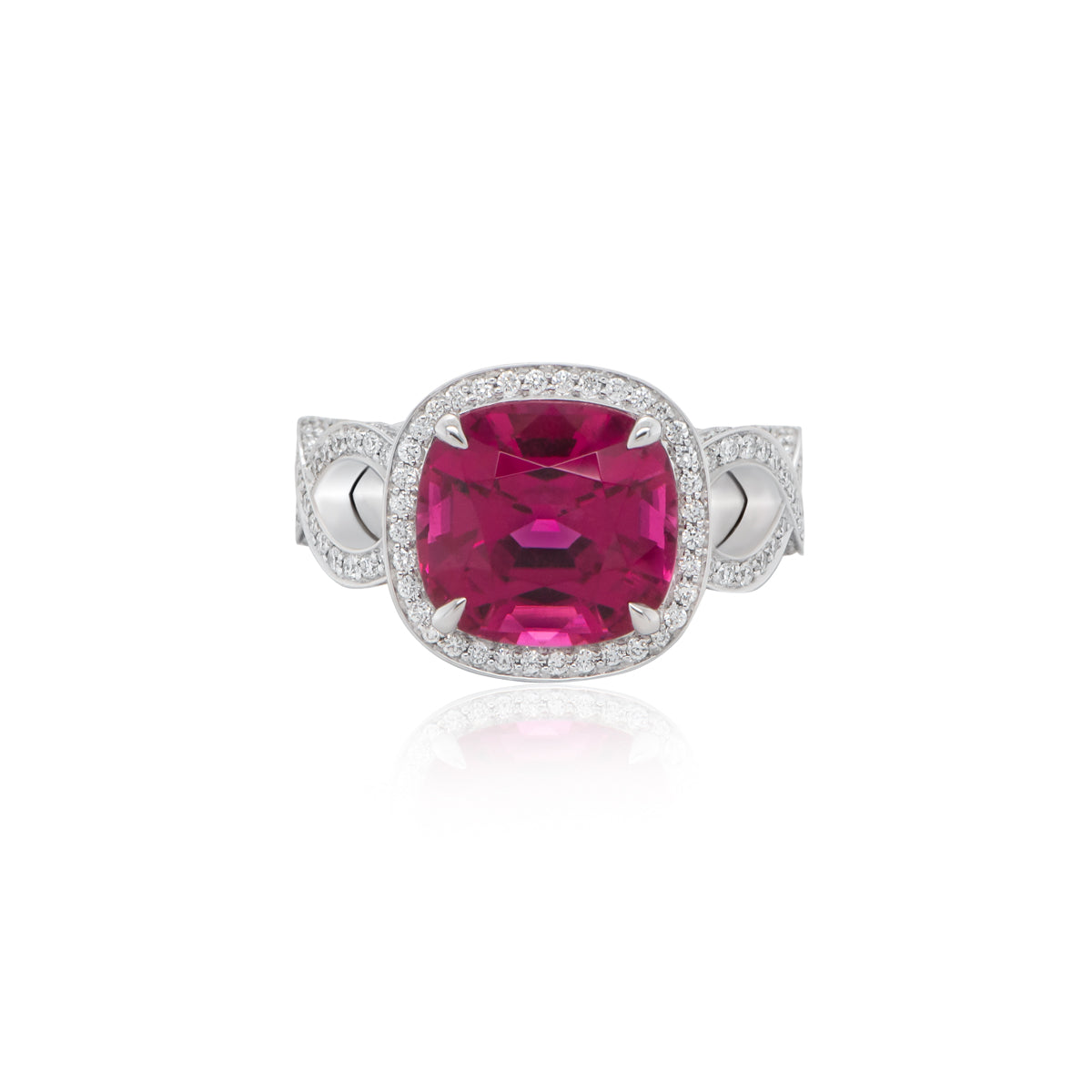 Magenta Rubellite and Diamond Ring