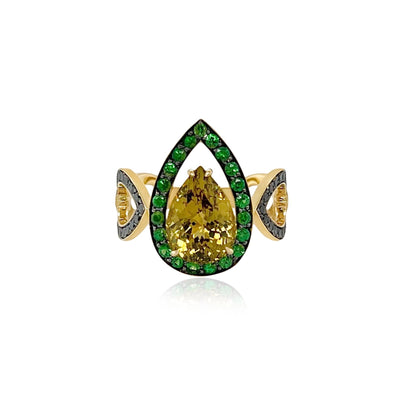 Mali Garnet Ring with Tsavorite and Black Diamonds