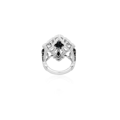 Black Spinel and Diamond Ring