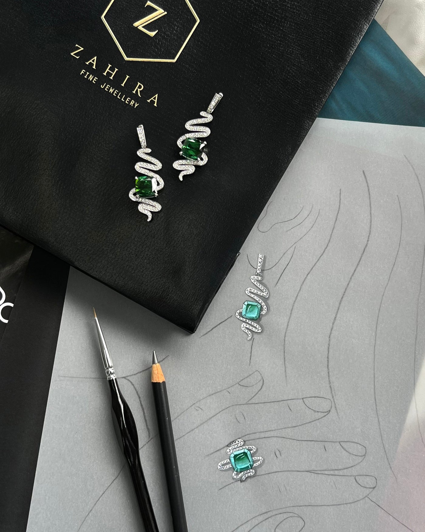 Vivid Green Tourmaline and Diamond Spiral Earrings in 18k White Gold