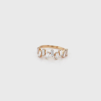 Scattered Diamond Baguette Ring