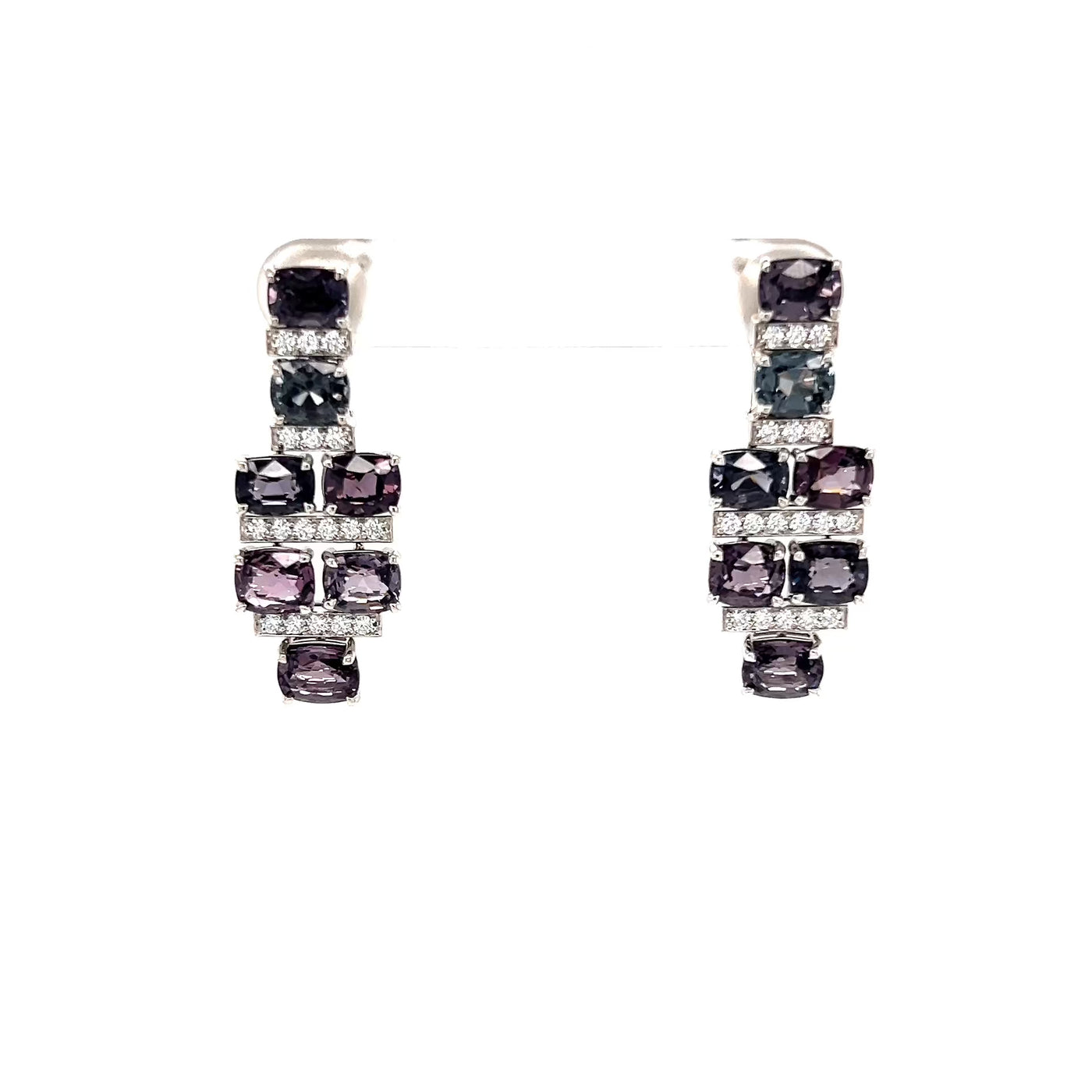 Spinel & Diamond Bar Earrings