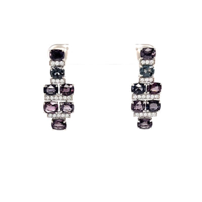 Spinel & Diamond Bar Earrings