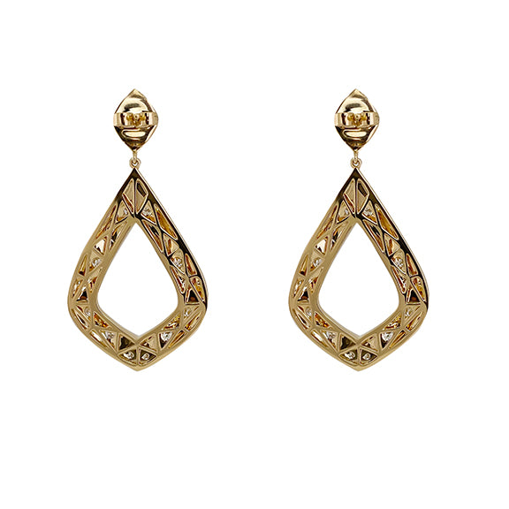 18K Yellow Gold & Diamond Origami Earrings - zahirafinejewellery.