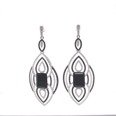 Black Onyx and Diamond Earrings