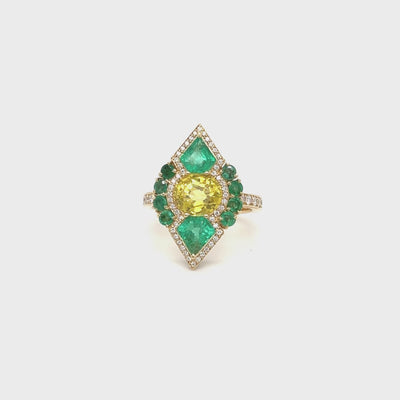 Yellow Sapphire and Emerald Ring