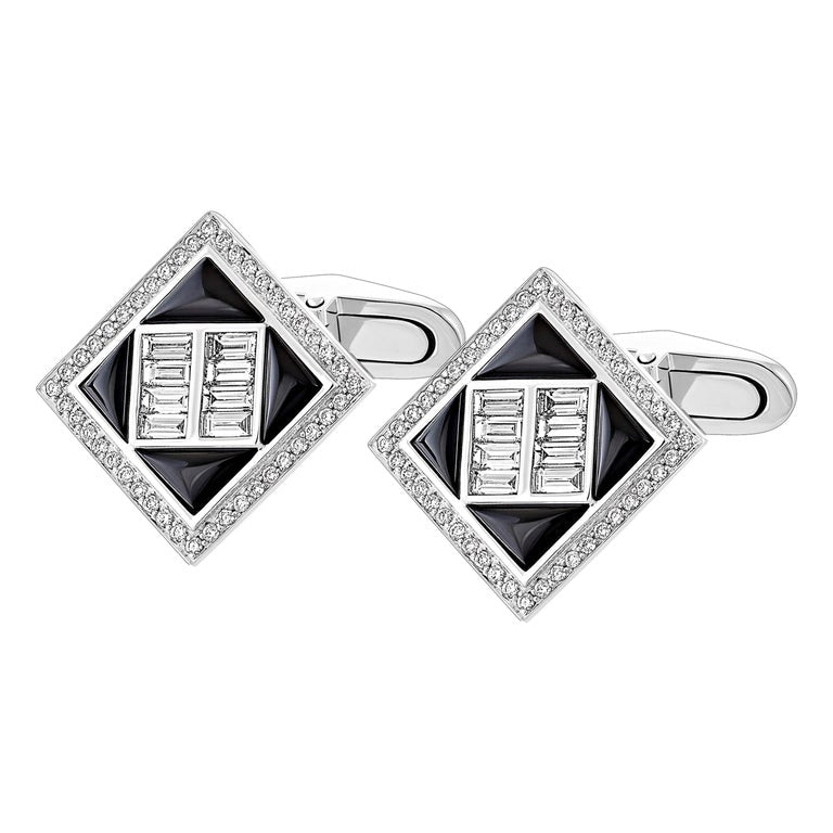 Black Onyx and Diamond Baguette Cufflinks