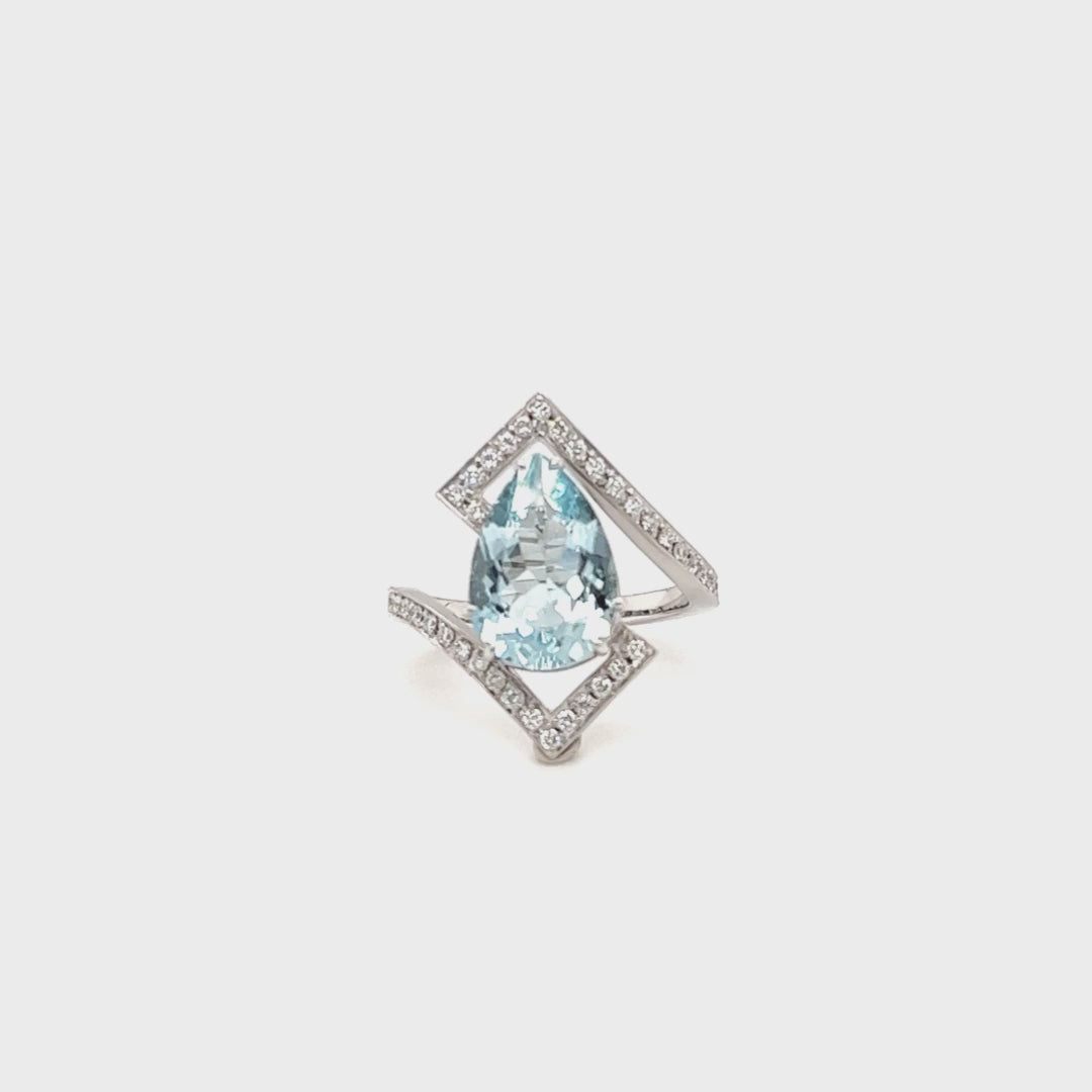 Aquamarine and Diamond Ring