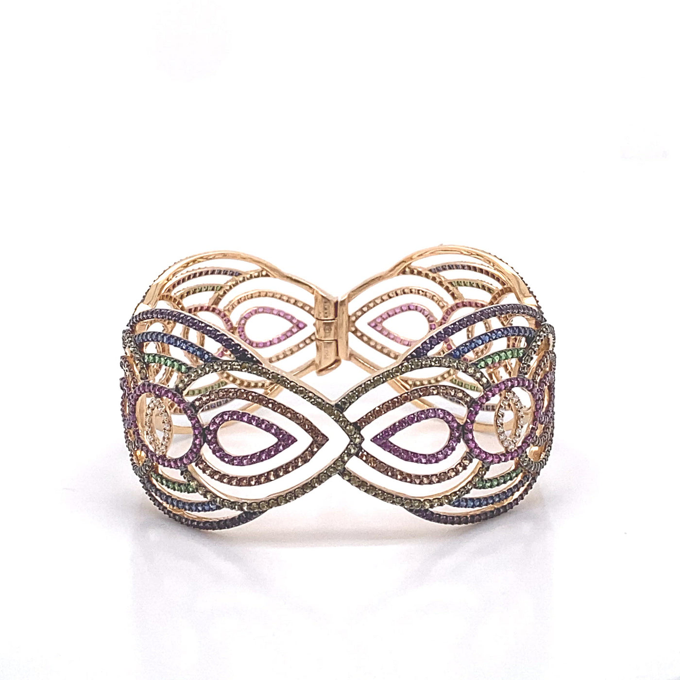 Pink Gold Cuff with Mulitcolored Sapphires