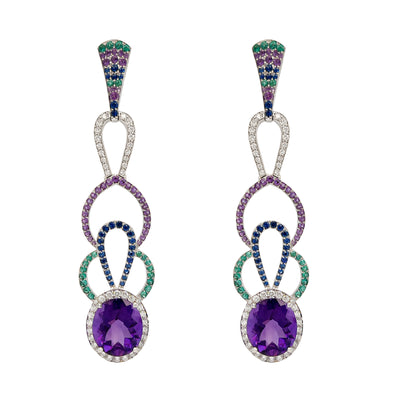 Amethyst Sapphire And Diamond Earrings