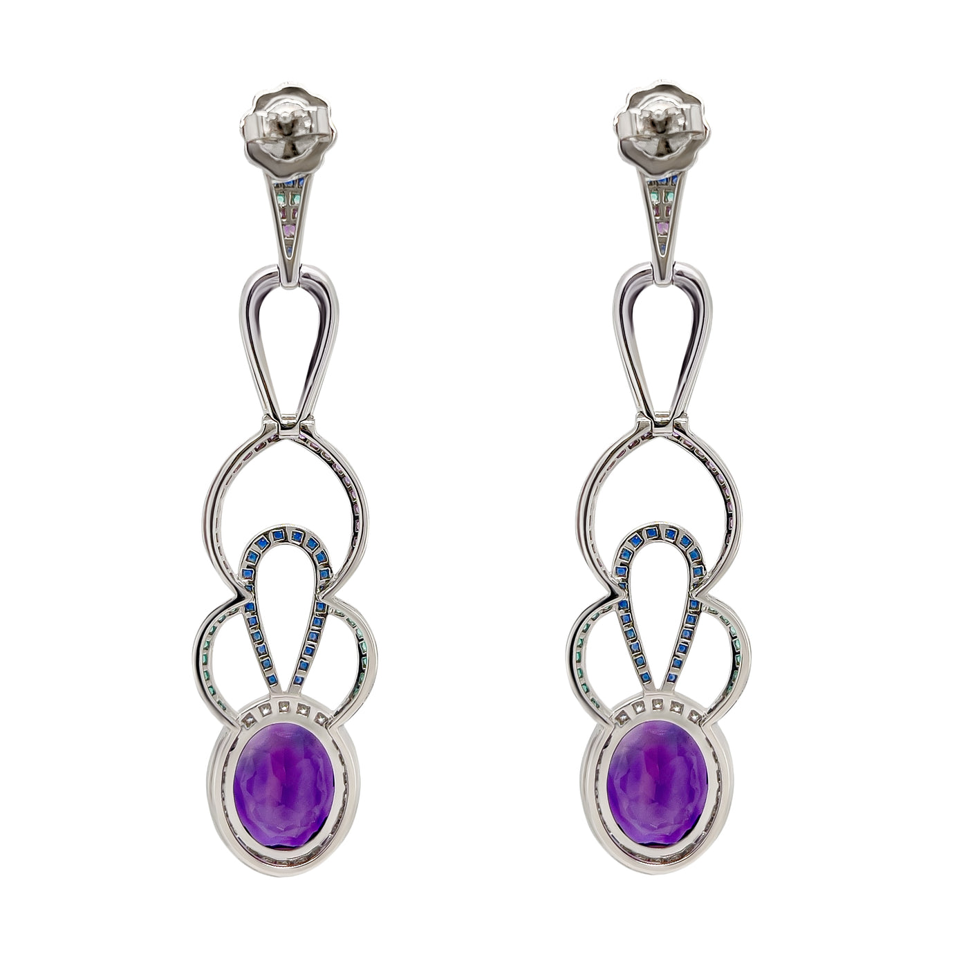 Amethyst Sapphire And Diamond Earrings