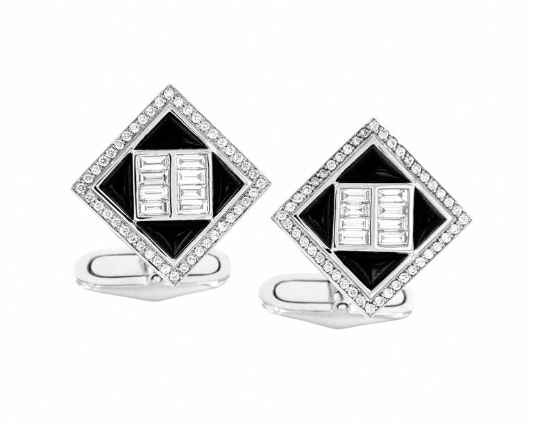 Black Onyx and Diamond Baguette Cufflinks