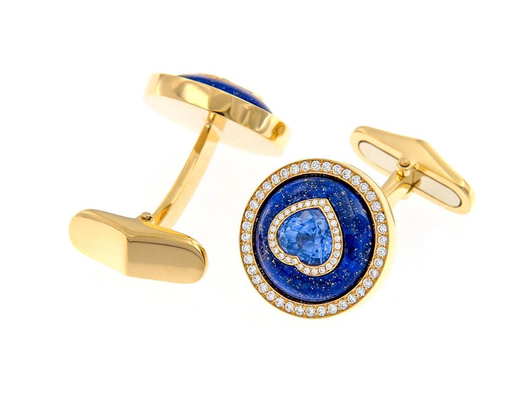 Mens Cuffink Yellow Gold  Lapis Blue H-sapphire