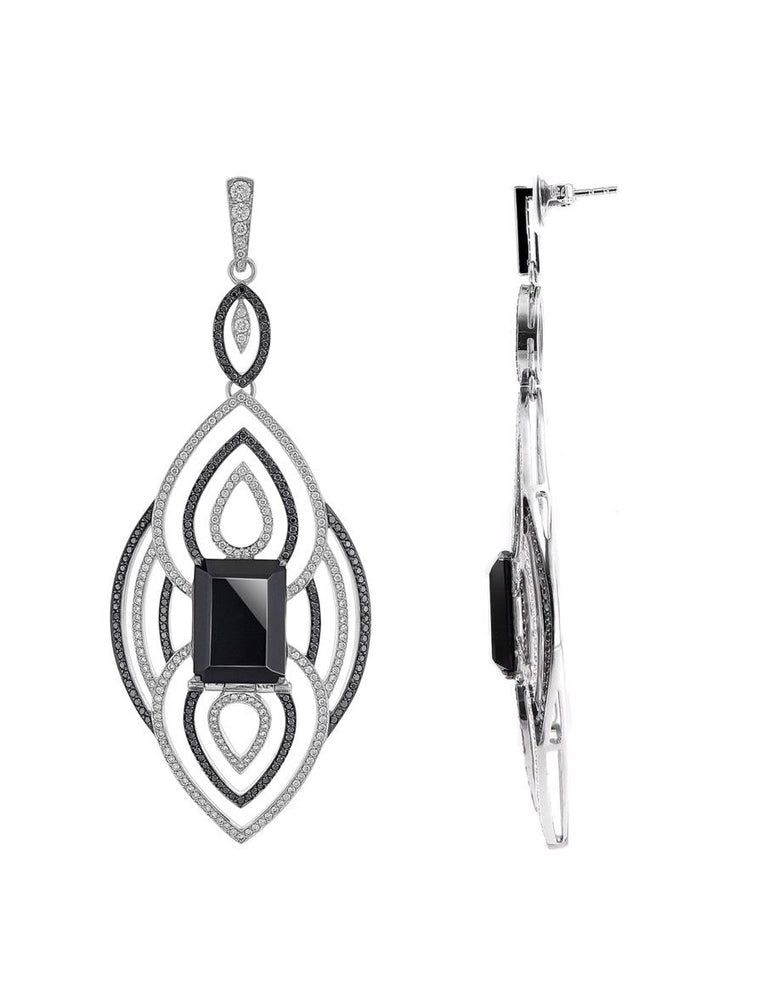 Black Onyx and Diamond Earrings