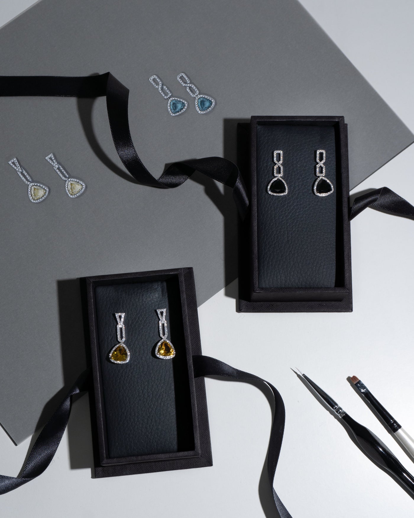 Black Onyx and Diamond Dangle Earrings