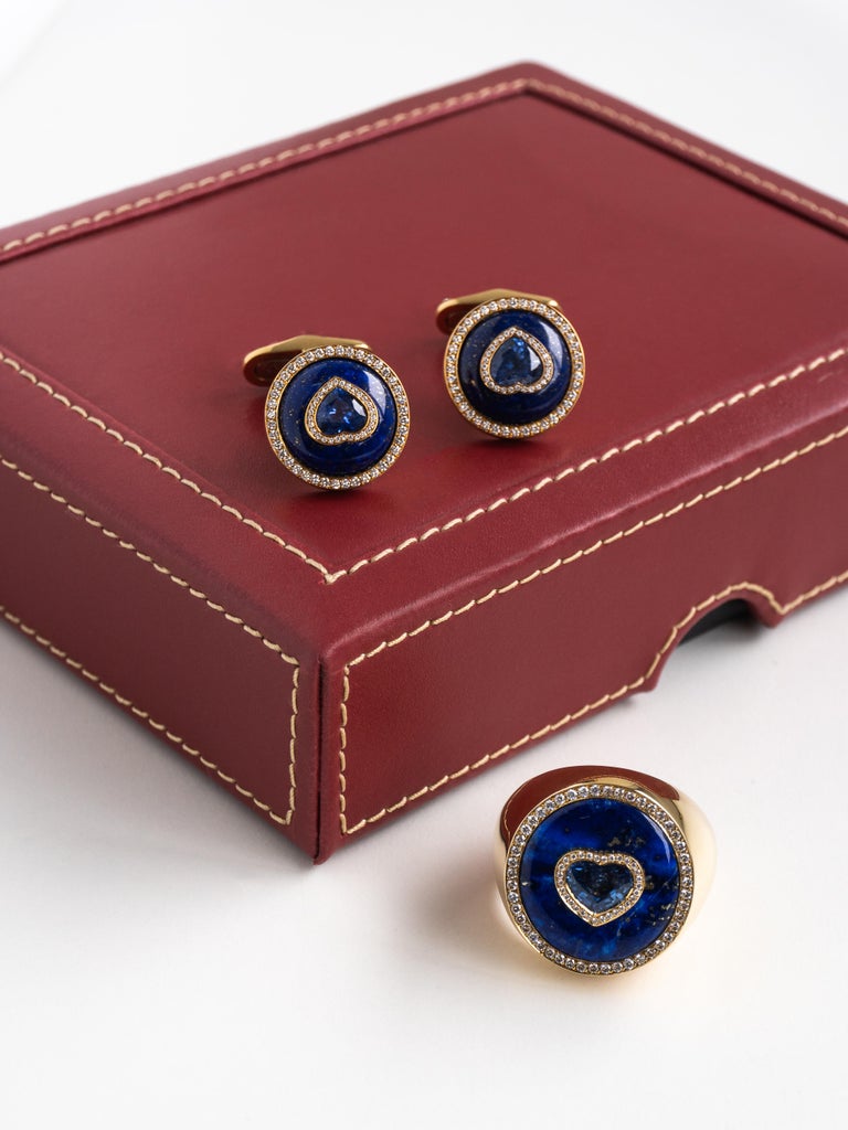Mens Cuffink Yellow Gold  Lapis Blue H-sapphire