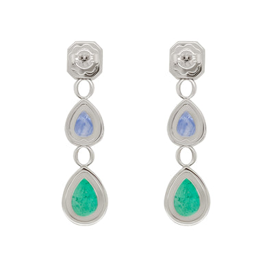 Emerald, Blue Sapphire and Diamond Earrings - zahirafinejewellery.