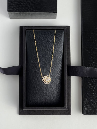 Pave Set Diamond Flower of Life Pendant in 18k Yellow Gold