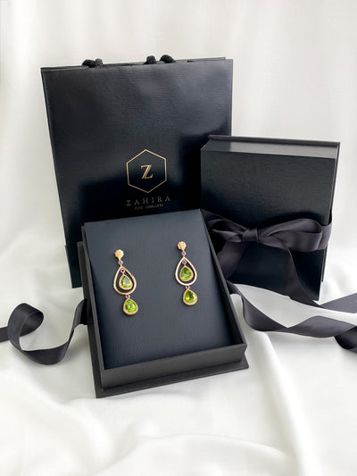 Peridot and Yellow Sapphire Earrings with Amethyst in 18k Yellow Gold