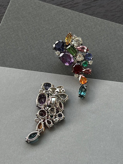 Amethyst, Topaz, Tanzanite, Emerald, Garnet, Citrine, and Diamond Earrings