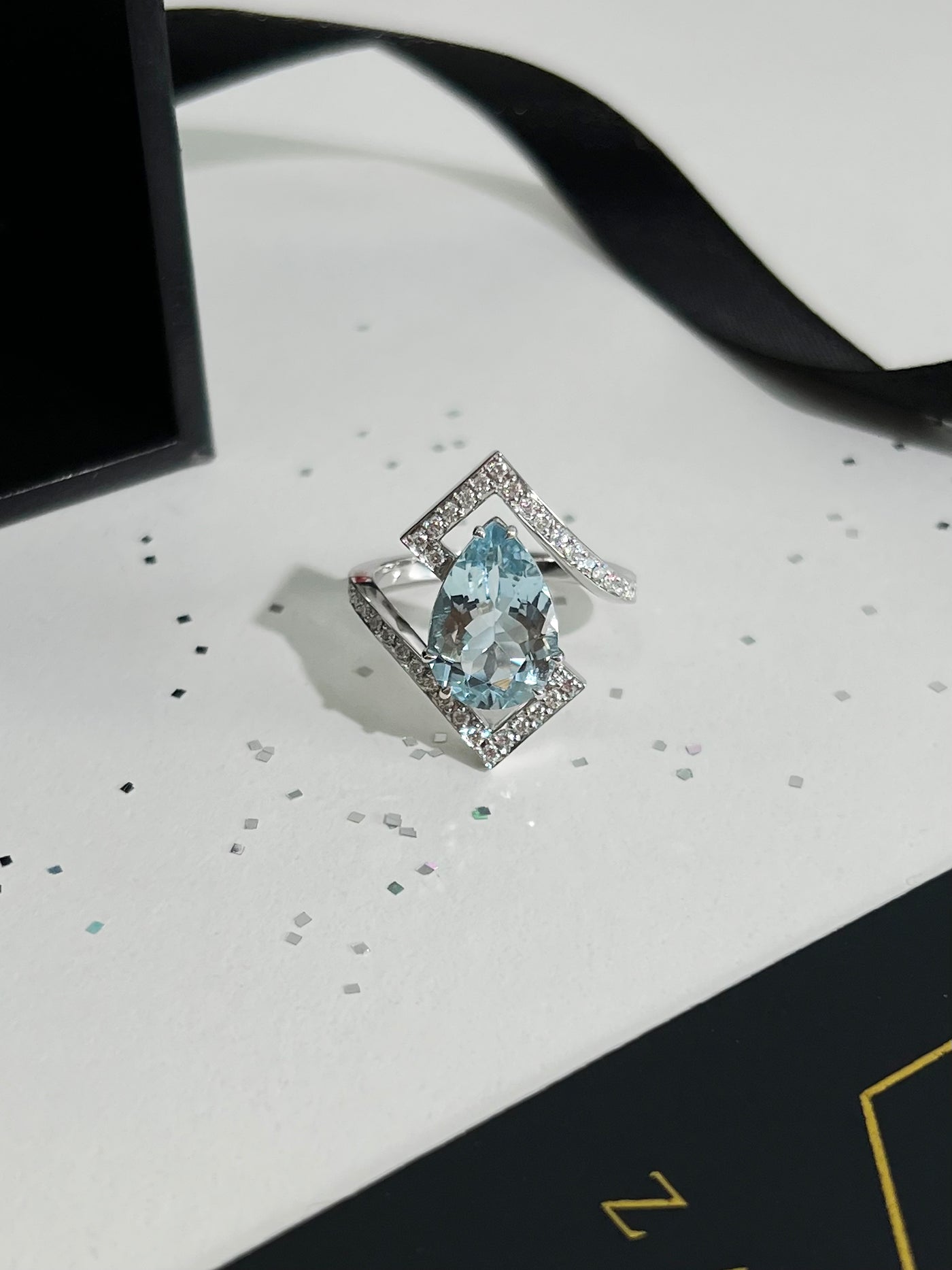 Aquamarine and Diamond Ring