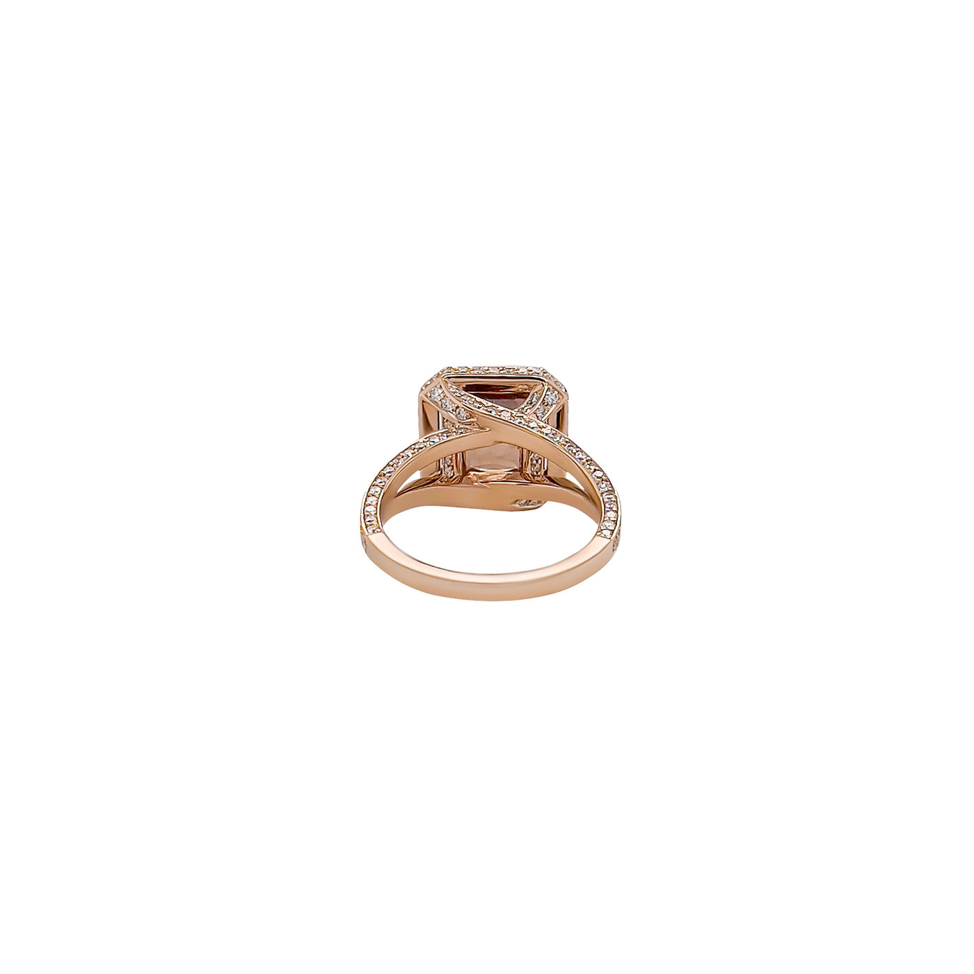Natural Honey Brown Zircon and Diamond Ring in Rose Gold