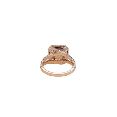 Natural Honey Brown Zircon and Diamond Ring