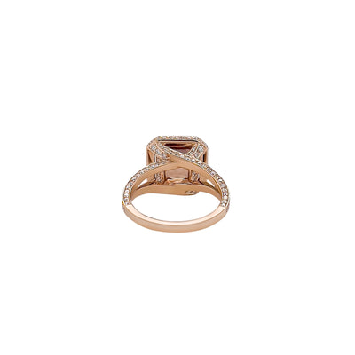 Natural Honey Brown Zircon and Diamond Ring in Rose Gold