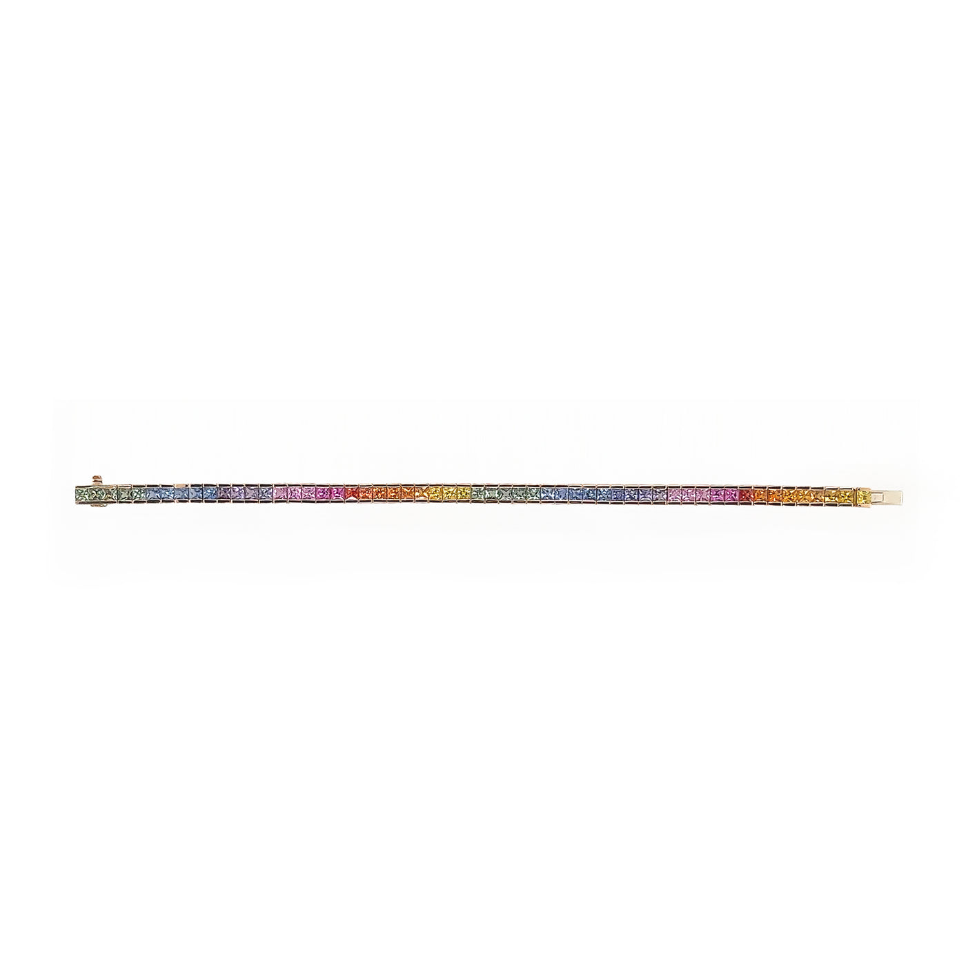 Natural Sapphire Rainbow Bracelet in 18k Rose Gold