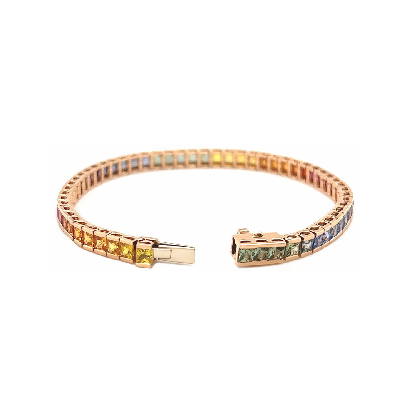 Natural Sapphire Rainbow Bracelet in 18k Rose Gold