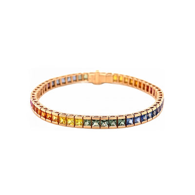 Natural Sapphire Rainbow Bracelet in 18k Rose Gold