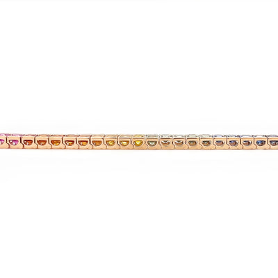 Natural Sapphire Rainbow Bracelet in 18k Rose Gold