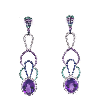 Amethyst Sapphire And Diamond Earrings