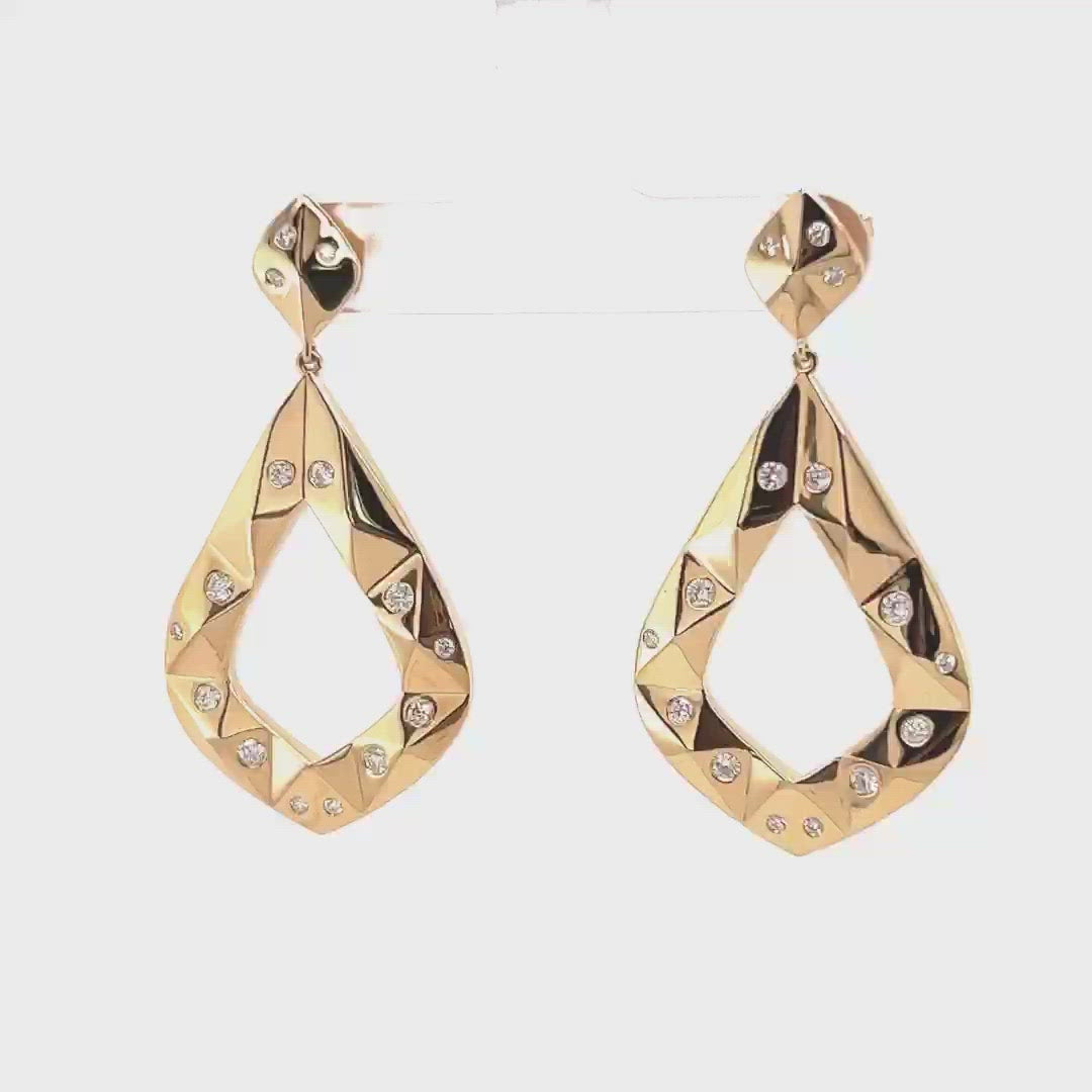 18K Yellow Gold & Diamond Origami Earrings