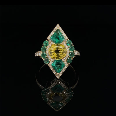 Yellow Sapphire and Emerald Ring