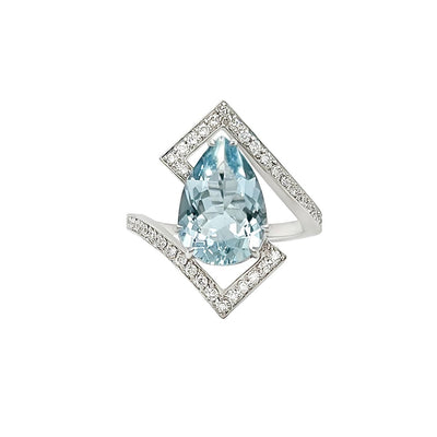 Aquamarine and Diamond Ring