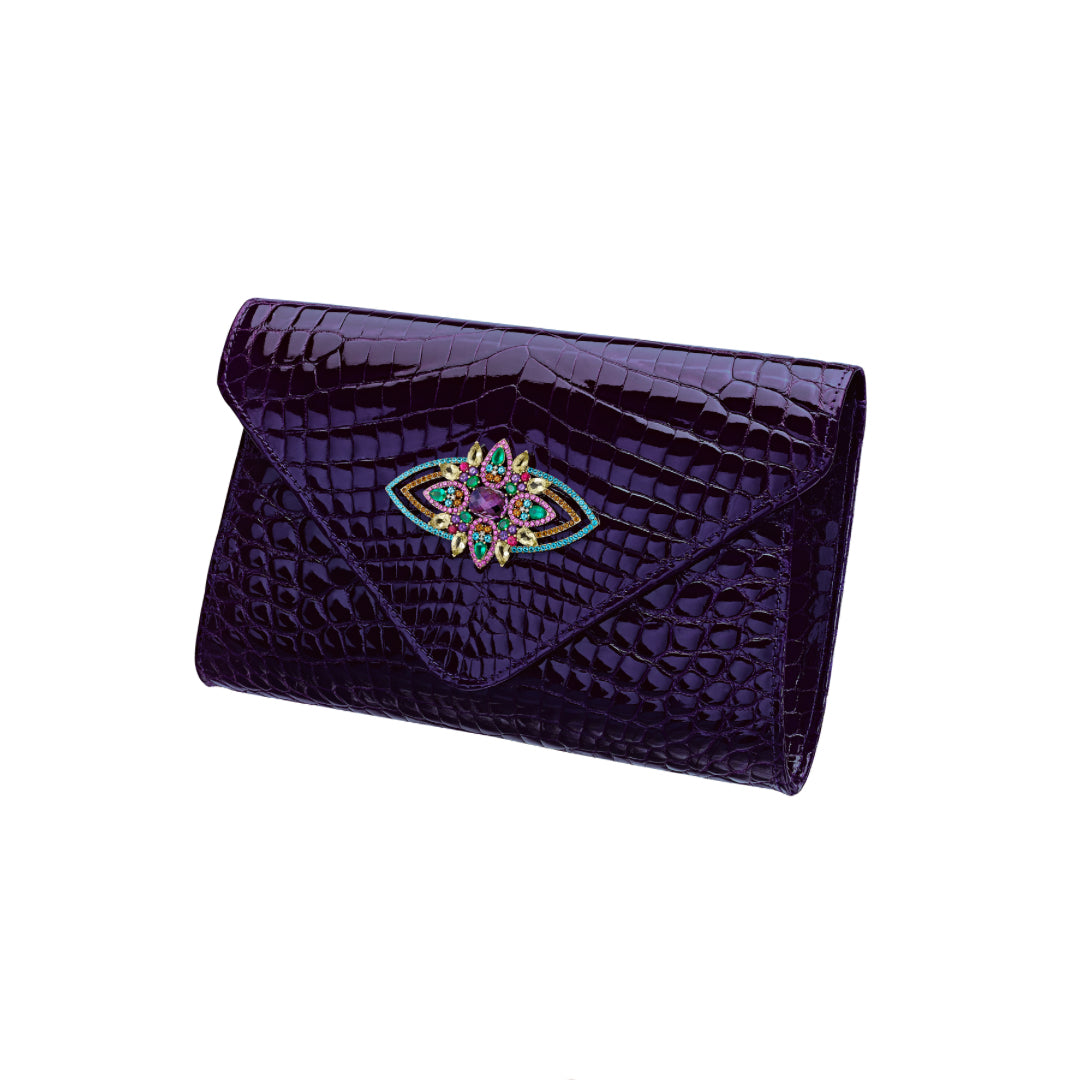 Purple(Wine) Croc Clutch