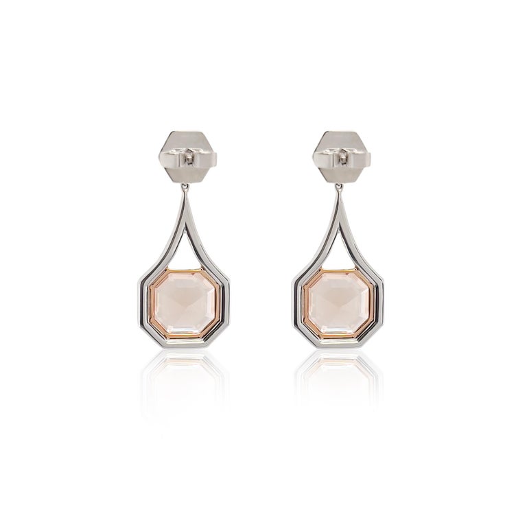 Champagne Morganite and Diamond Dangle Earrings