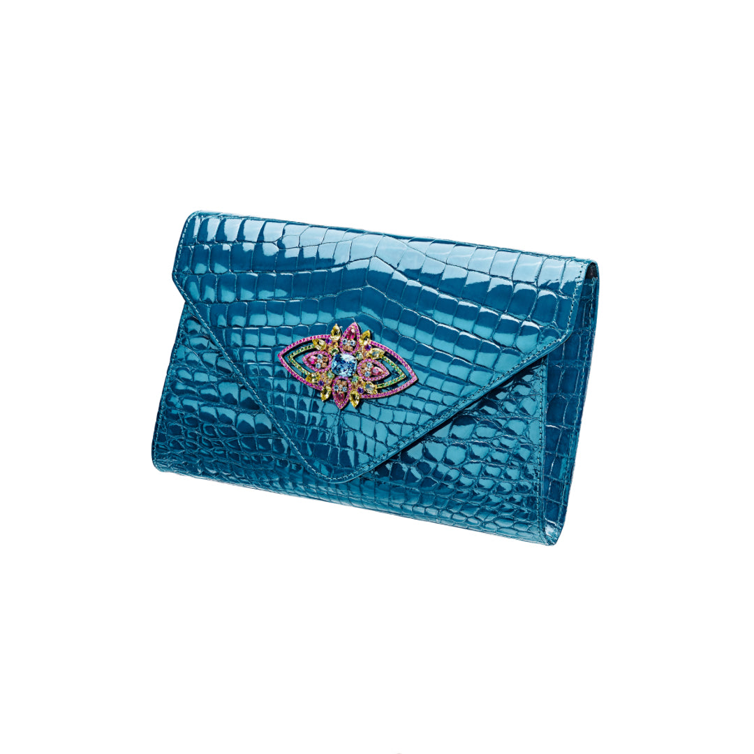 Teal Croc Clutch