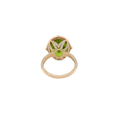 Peridot and Diamond Ring in 18K Rose Gold