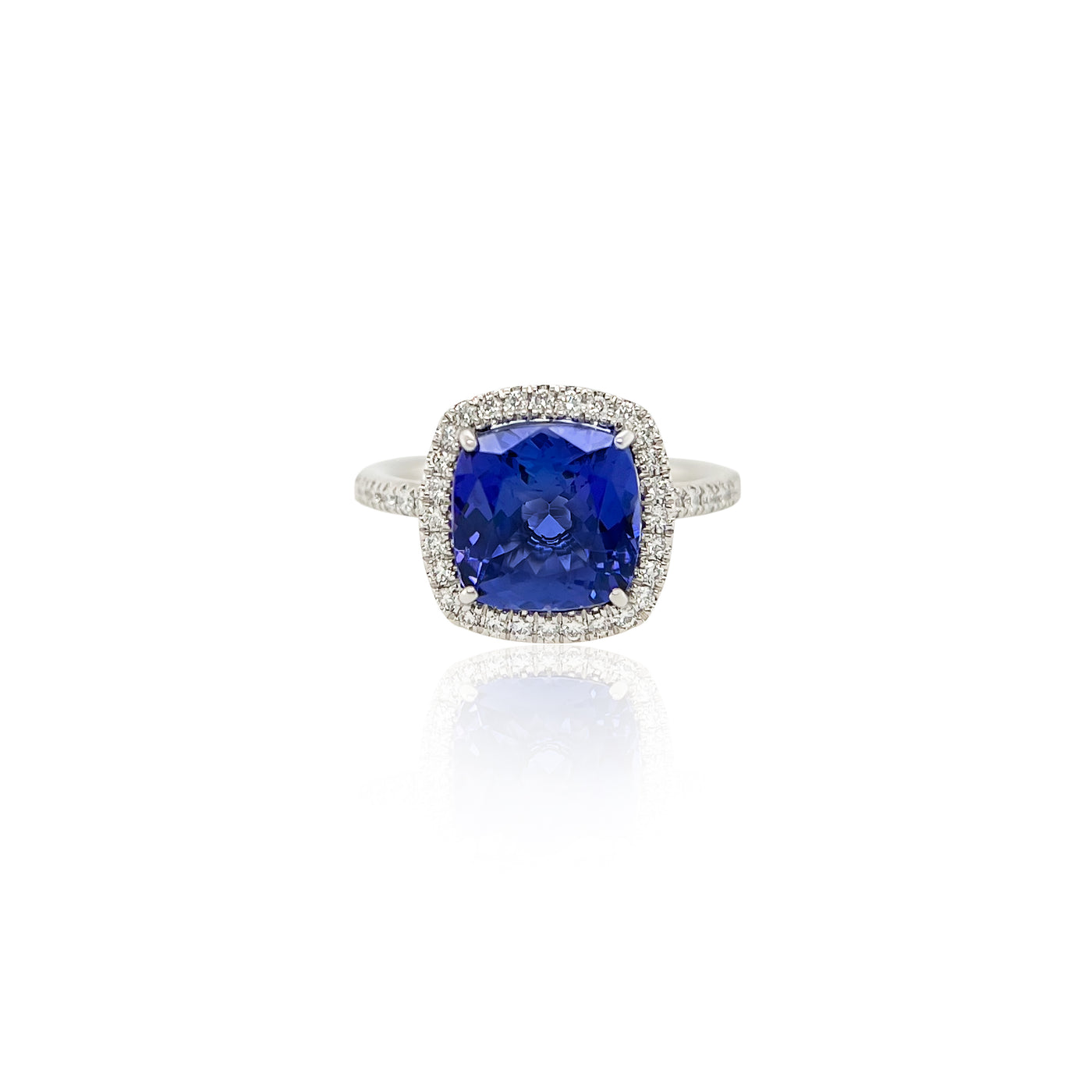 Tanzanite and Diamond Halo Ring