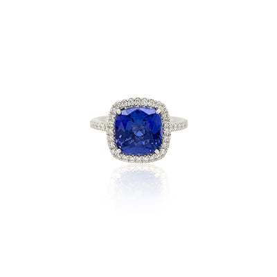 Tanzanite and Diamond Halo Ring