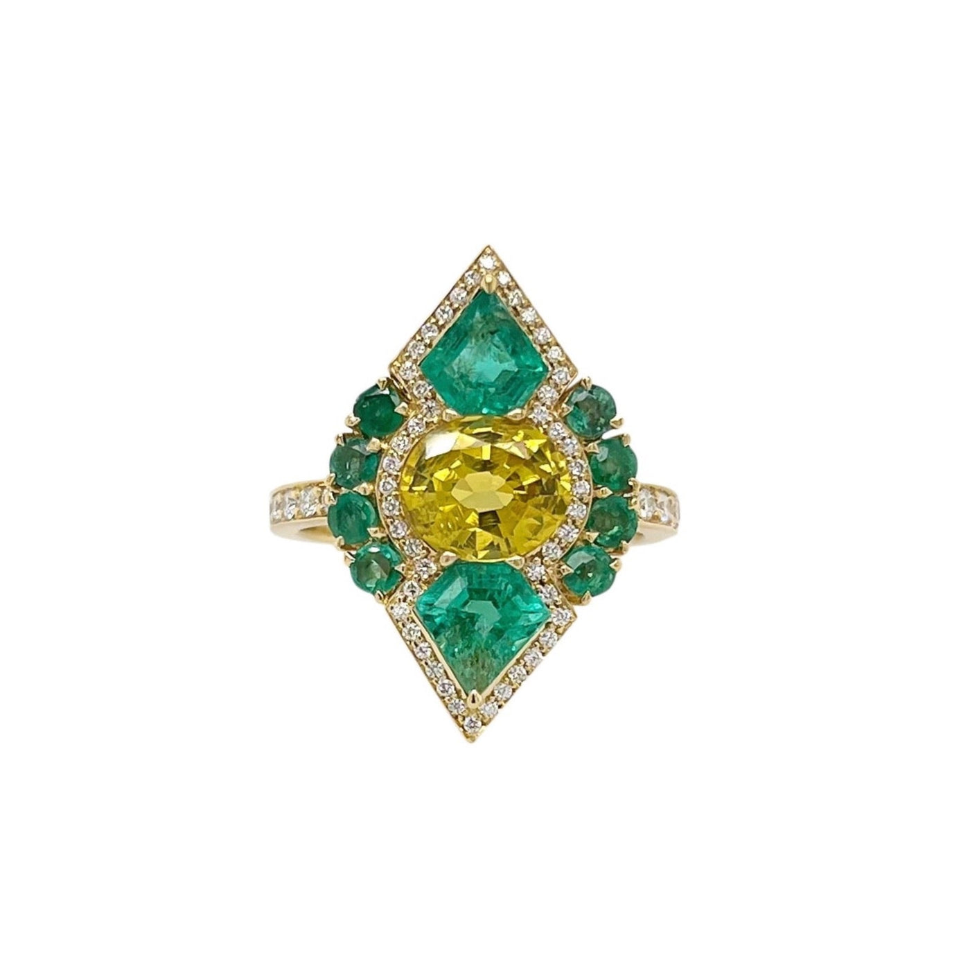 Yellow Sapphire and Emerald Ring