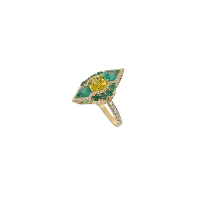 Yellow Sapphire and Emerald Ring