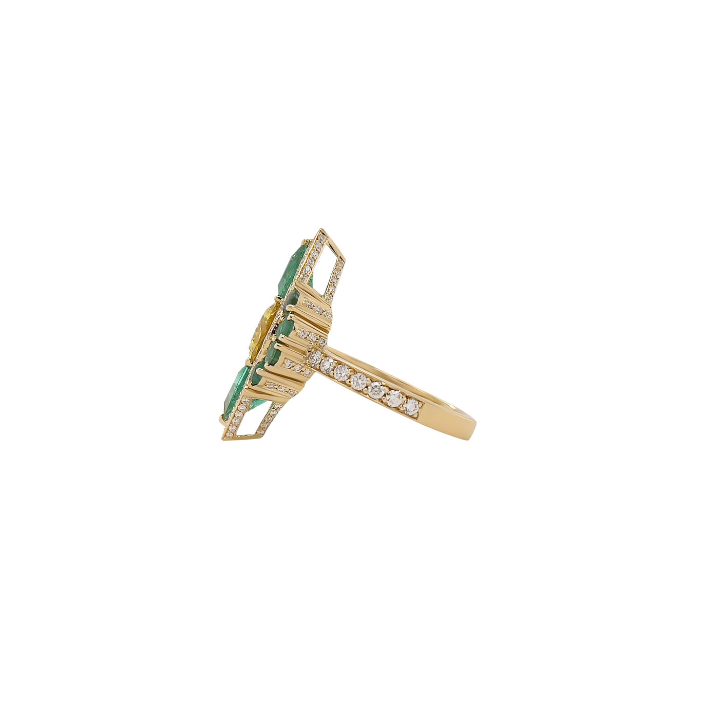 Yellow Sapphire and Emerald Ring