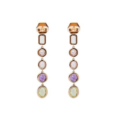 Mixed Gemstone Earrings in 18k Rose Gold and Diamonds