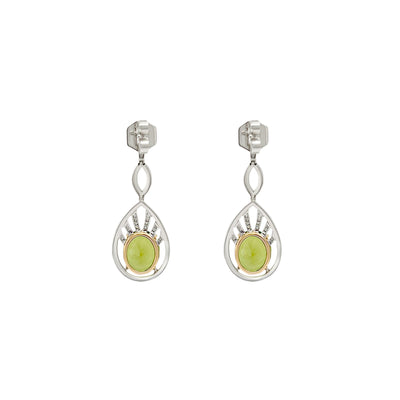 8.19ct Peridot and Diamond Dangle Earrings in 18K White Gold