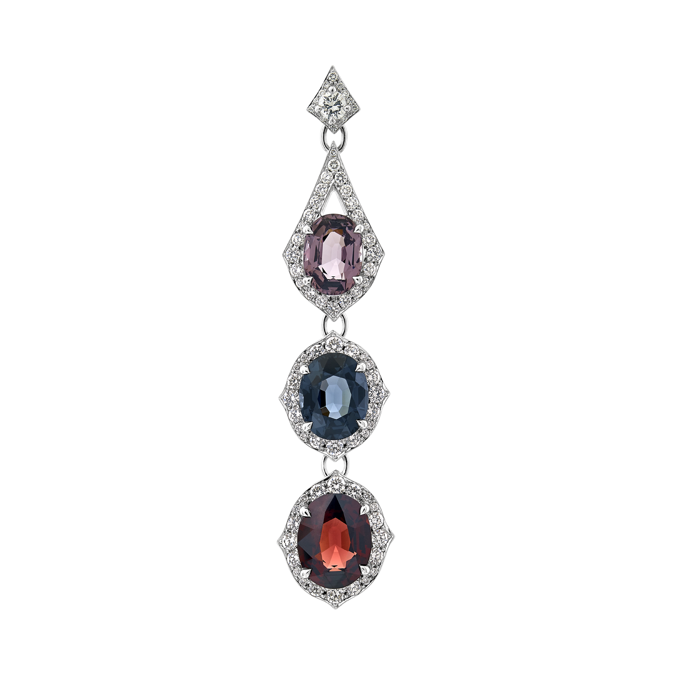 3 Colored Spinel Pendant with White Diamond